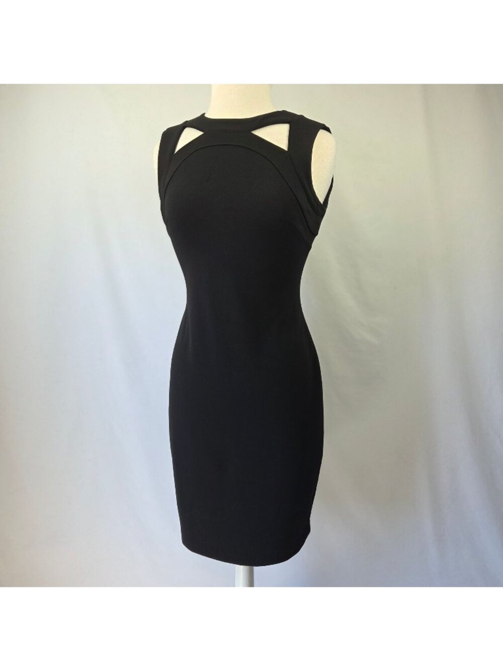 Calvin Klein Black Cutout Sheath Dress With Gold Back Zipper Size 4
